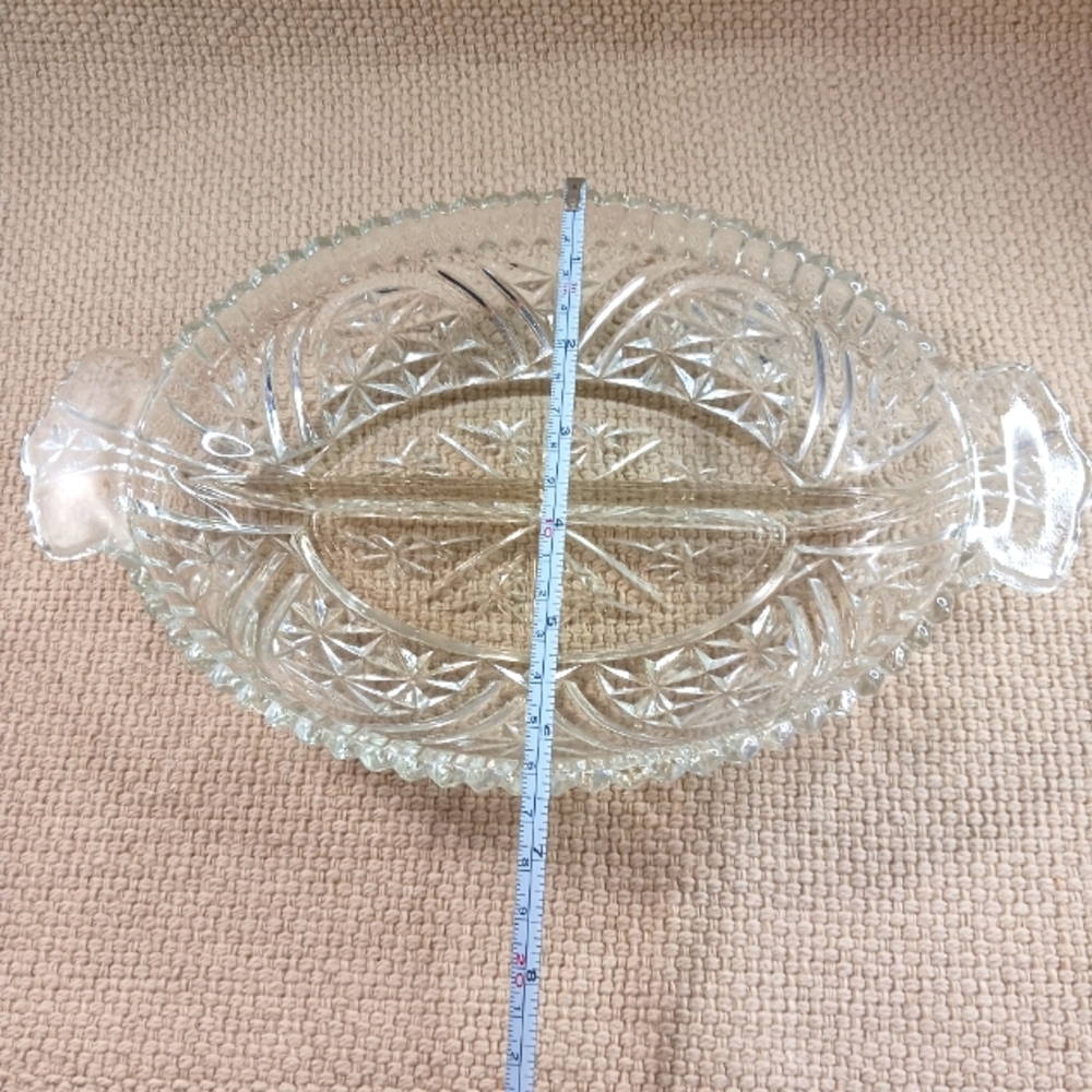 Vintage Glass Two Part Divided Relish Dish EUC - Picture 6 of 7